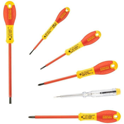 Set di 6 cacciaviti isolati 1000V - STANLEY FATMAX - 0-65-441 - Elettricista + Philipps + Tester