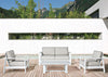 Salottino Moderno Atlantic in alluminio antiruggine con cuscini da giardino e veranda per esterno
