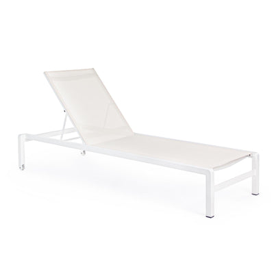 Lettino prendisole in alluminio verniciato Konnor con ruote, ideale per piscina e giardino