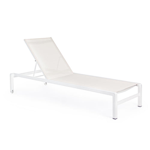 Lettino prendisole in alluminio verniciato Konnor con ruote, ideale per piscina e giardino