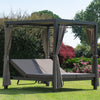 Lettino Daybed Dream prendisole ad isola per giardino e piscina, baldacchino reclinabile con tende