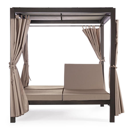 Lettino "Daybed Dream" prendisole ad isola per giardino e piscina, baldacchino reclinabile con tende