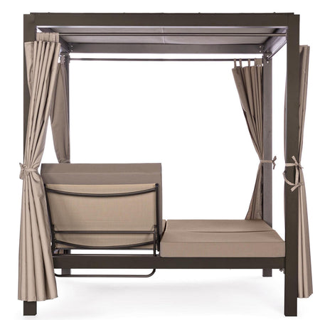 Lettino "Daybed Dream" prendisole ad isola per giardino e piscina, baldacchino reclinabile con tende