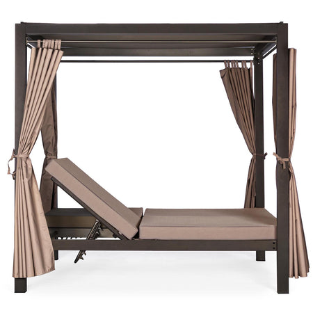 Lettino "Daybed Dream" prendisole ad isola per giardino e piscina, baldacchino reclinabile con tende