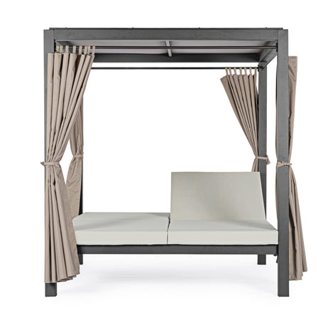 Lettino "Daybed Dream" prendisole ad isola per giardino e piscina, baldacchino reclinabile con tende