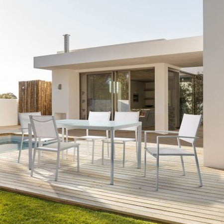 Sedia "Antigua" struttura in alluminico verniciato con texilene da giardino per esterno