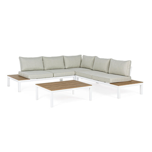 Salottino angolare da giardino Kubik in alluminio antiruggine e polywood per giardino e veranda