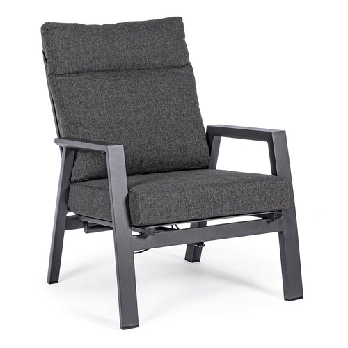 Poltrona con cuscino Kledi in alluminio e texilene reclinabile da giardino e veranda