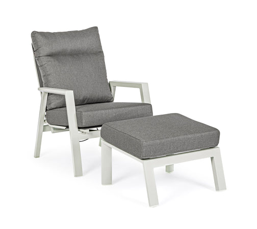 Poggia piedi con cuscino "Kledi" Pouf in alluminio da giardino e veranda