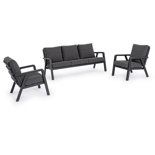 Salottino Moderno Truman in alluminio antiruggine con cuscini da giardino e veranda per esterno