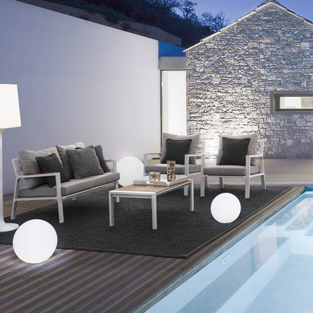 Salottino moderno "Ernst" in alluminio e polywood da giardino e veranda