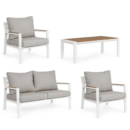 Salottino moderno "Ernst" in alluminio e polywood da giardino e veranda