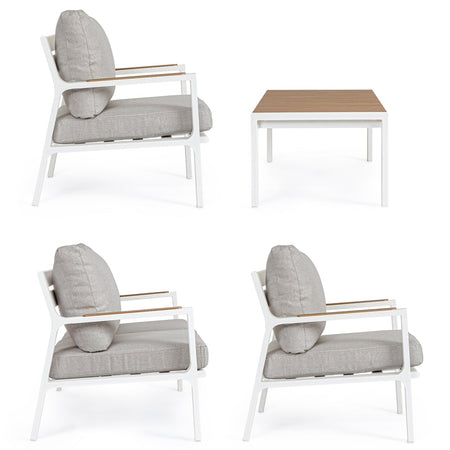 Salottino moderno "Ernst" in alluminio e polywood da giardino e veranda