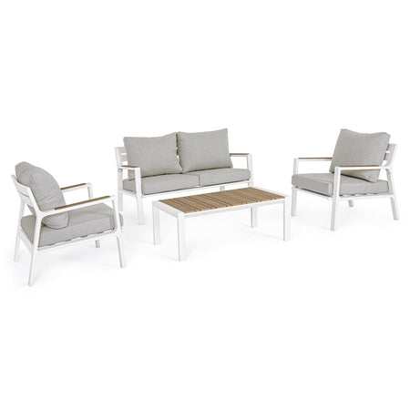 Salottino moderno "Ernst" in alluminio e polywood da giardino e veranda