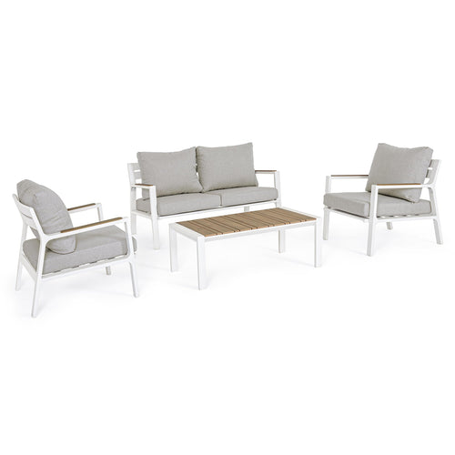 Salottino moderno Ernst in alluminio e polywood da giardino e veranda