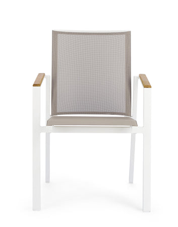 Poltrona "Cameron" da esterno in alluminio verniciato a polvere con dettagli in Teak