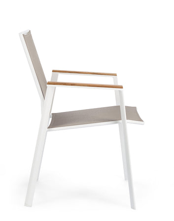 Poltrona "Cameron" da esterno in alluminio verniciato a polvere con dettagli in Teak