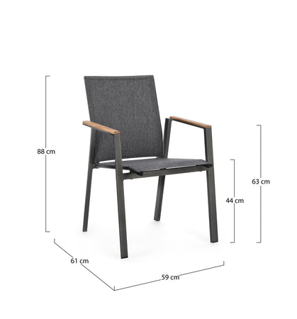 Poltrona "Cameron" da esterno in alluminio verniciato a polvere con dettagli in Teak