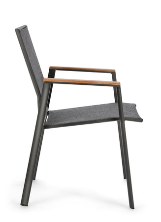 Poltrona "Cameron" da esterno in alluminio verniciato a polvere con dettagli in Teak