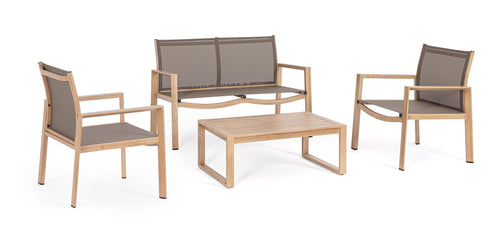 Salotto con poltrone e tavolino Kallen struttura in alluminio per veranda e giardino