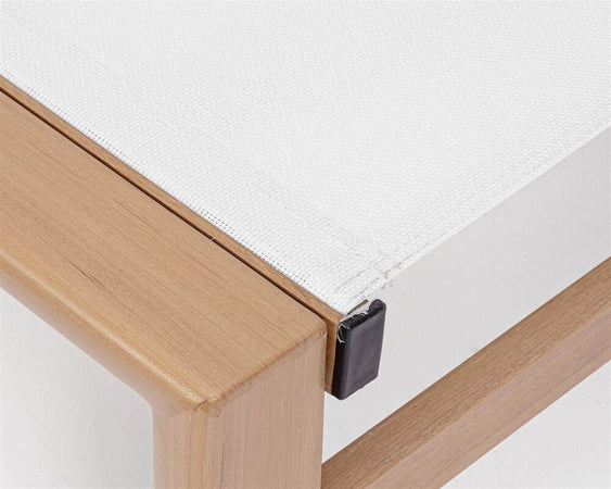 Lettino "Skipper" in alluminio e textilene bianco con ruote per esterno