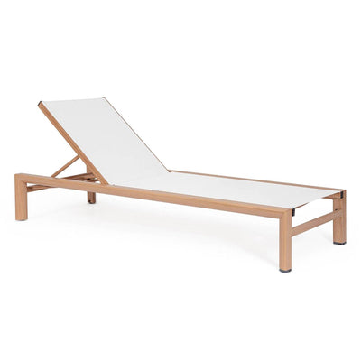 Lettino Skipper in alluminio e textilene bianco con ruote per esterno