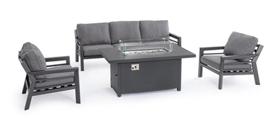 Salottino Hendrix con poltrone, tavolino e divanetto, struttura in alluminio, per esterno