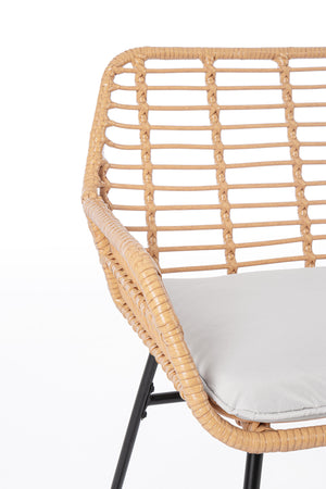 Salottino "Burrel" con poltrone, tavolino e divanetto, struttura in acciaio, per esterno