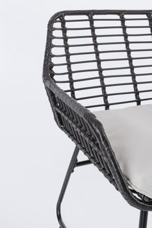 Salottino "Burrel" con poltrone, tavolino e divanetto, struttura in acciaio, per esterno