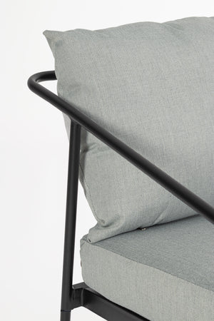 Salottino "Florian" con poltrone, tavolino e divanetto, struttura in acciaio