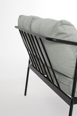 Salottino "Florian" con poltrone, tavolino e divanetto, struttura in acciaio