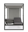 Lettino daybed Konnor baldacchino prendisole ad isola per giardino e piscina, reclinabile con tende