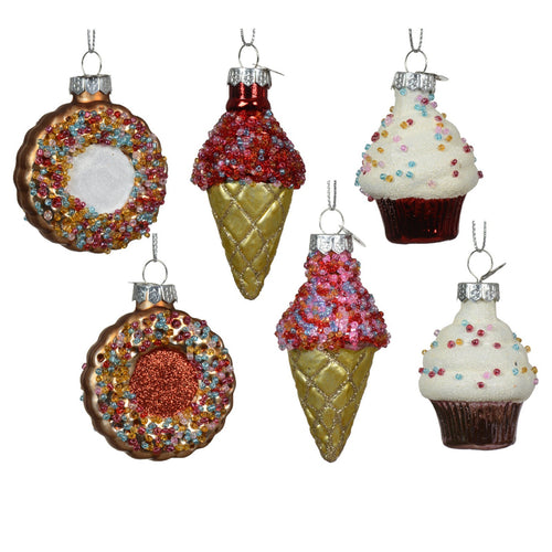 Pendaglio a forma di dolcetti per albero decorazione natalizia da 7.5 cm, 24 pezzi