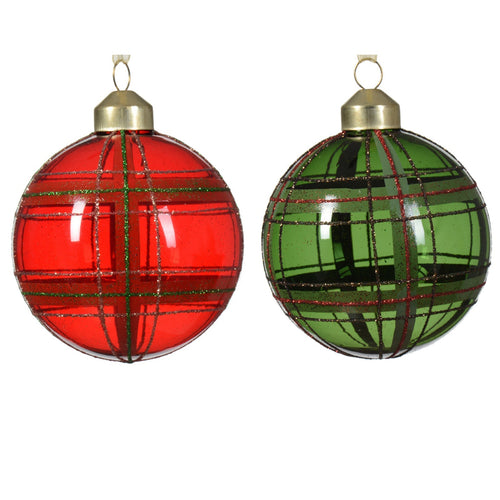 Palline per albero di Natale in vetro Rosso e verde da 8 cm, confezione da 12 pezzi