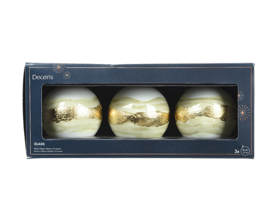 Palline per albero di Natale in vetro bianco e oro decorazione natalizia