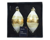 Palline per albero di Natale con forma ovale in vetro bianco e oro decorazione natalizia, 2 pezzi