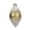 Palline per albero di Natale con forma ovale in vetro bianco e oro decorazione natalizia, 2 pezzi