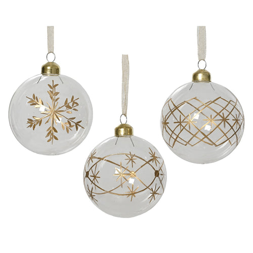 Palline per albero di Natale in vetro bianco e oro decorazione natalizia, 12 pezzi