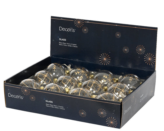 Palline per albero di Natale in vetro bianco e oro decorazione natalizia, 12 pezzi