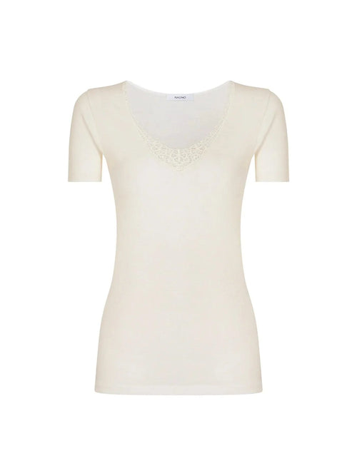 Ragno Maglia Intima Donna Mezze Maniche Lana Cotone con dettaglio in Pizzo 71857 S22 - Passarelli Biancheria