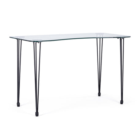 Scrivania "Rondò" da ufficio e cameretta con piano in vetro temperato da 120 cm