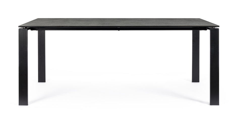 Tavolo "Benjamin" nero in ceramica e acciaio 180-90x76