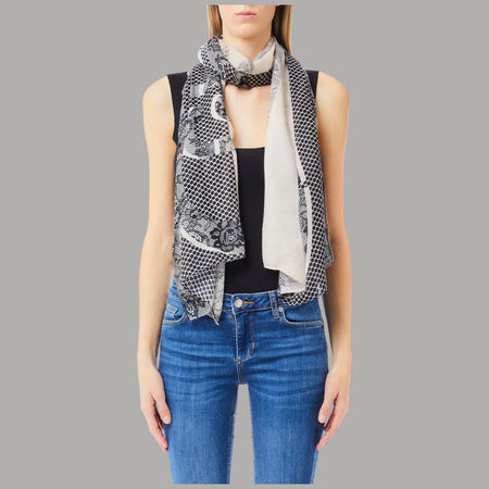 Liu Jo stola beige con pizzo 70X180 2F5068T0300