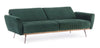 Divano letto in velluto verde 3 posti Johnny  con piedi e struttura ottone 210 cm