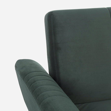 Divano letto in velluto verde 3 posti "Johnny " con piedi e struttura ottone 210 cm