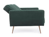 Divano letto in velluto verde 3 posti Johnny  con piedi e struttura ottone 210 cm