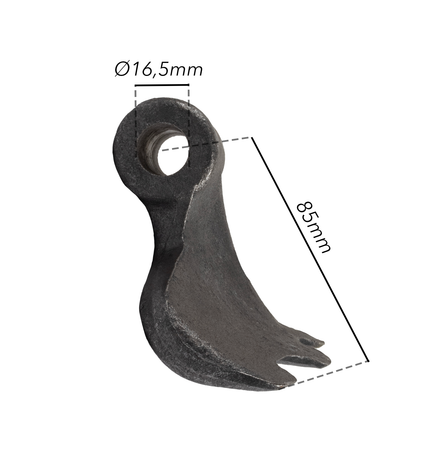 Mazza trincia dentata 155x85mm attacco 70mm e foro 16,5mm