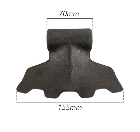 Mazza trincia dentata 155x85mm attacco 70mm e foro 16,5mm