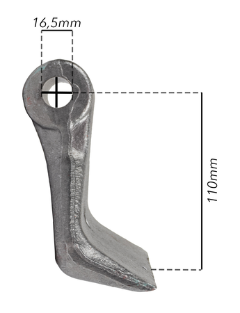 Mazza trincia larghezza 120mm lunghezza 110mm attacco 40mm e foro Ø 16,5mm