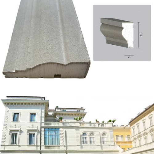 €9,99ml *** STOCK *** Pacco da 28ml di cornice decorativa in XPS Resinata per esterno 12X4X200cm PD073 - Eternal Parquet
